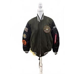 Alpha Industries Men's Bomber Jacket with Patch Details, Medium (NWT)